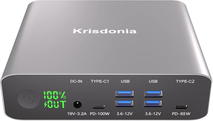 Krisdonia 100W Laptop Power Bank, 32000mAh Portable Charger