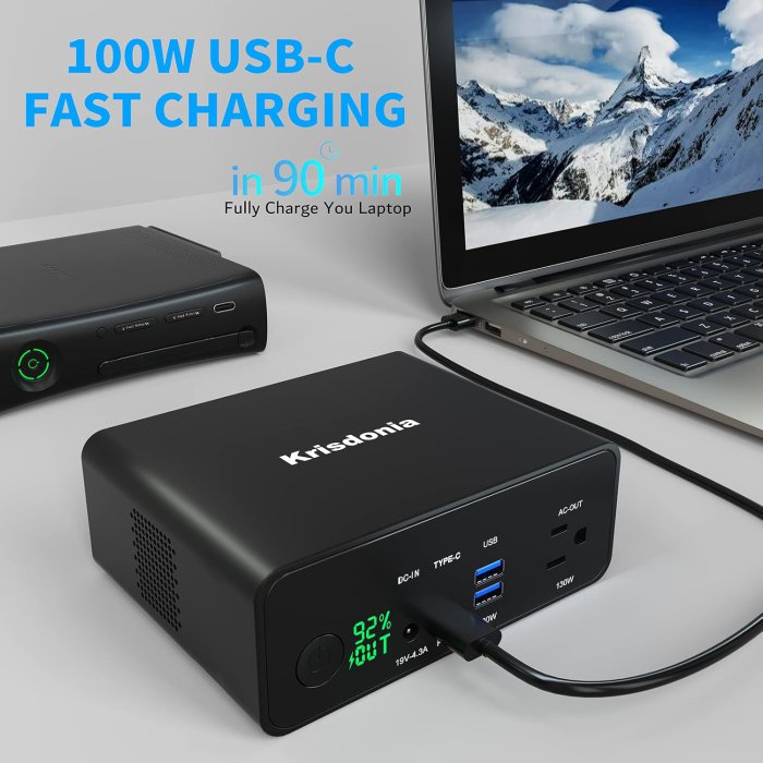Krisdonia 130W Portable Power Bank (148WH/40000mAh) (image 2)