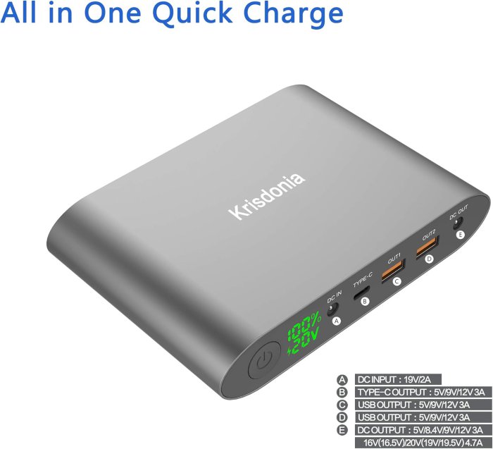 Krisdonia 25000mAh Laptop Power Bank (TSA-Approved) (image 2)