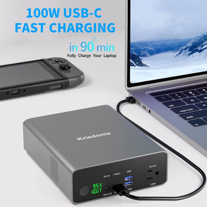 Krisdonia 296Wh Portable Laptop Charger with AC Socket (image 3)